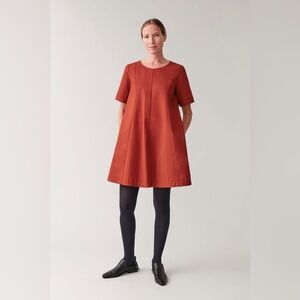 COS burnt orange A line cotton dress